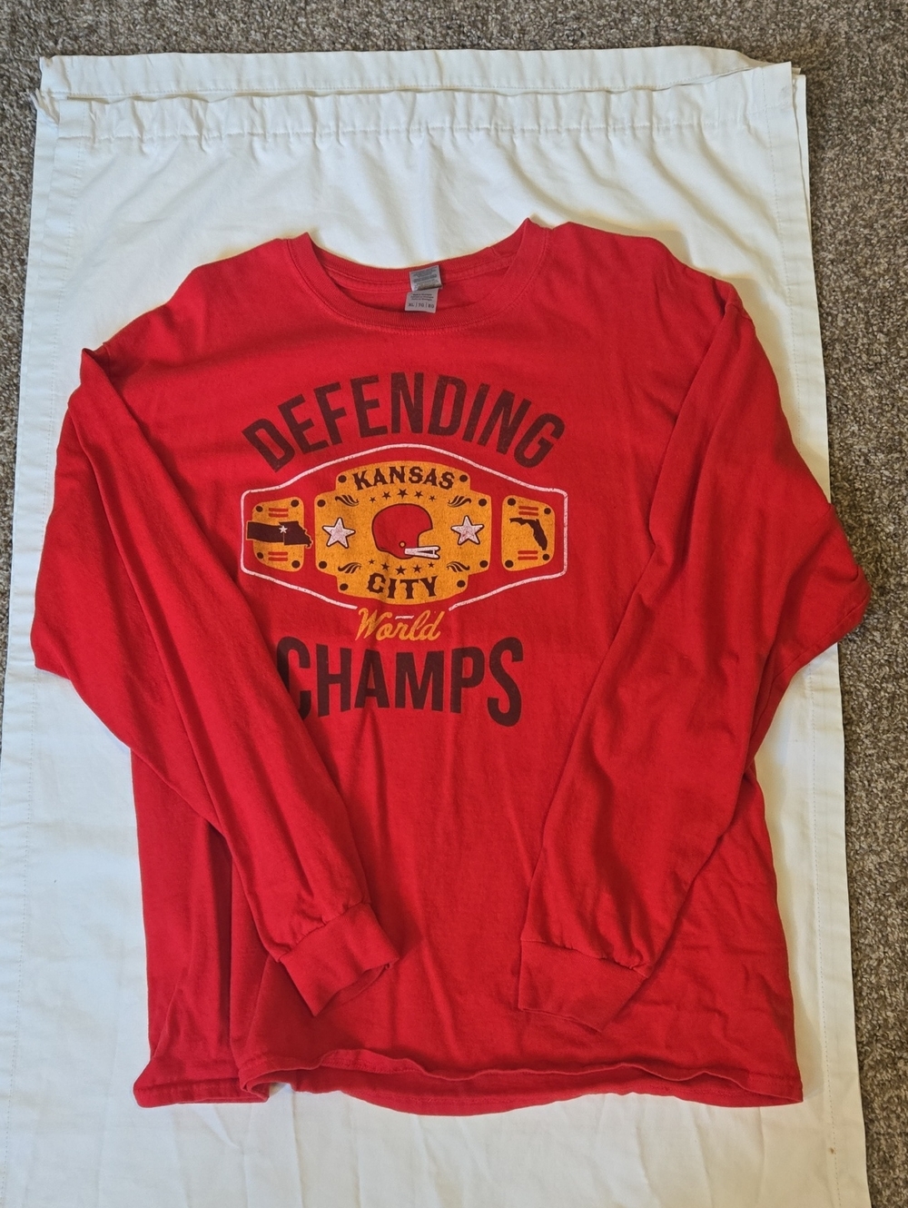 Gildan Red Long Sleeve 'Defending Champs' Kansas City Tee